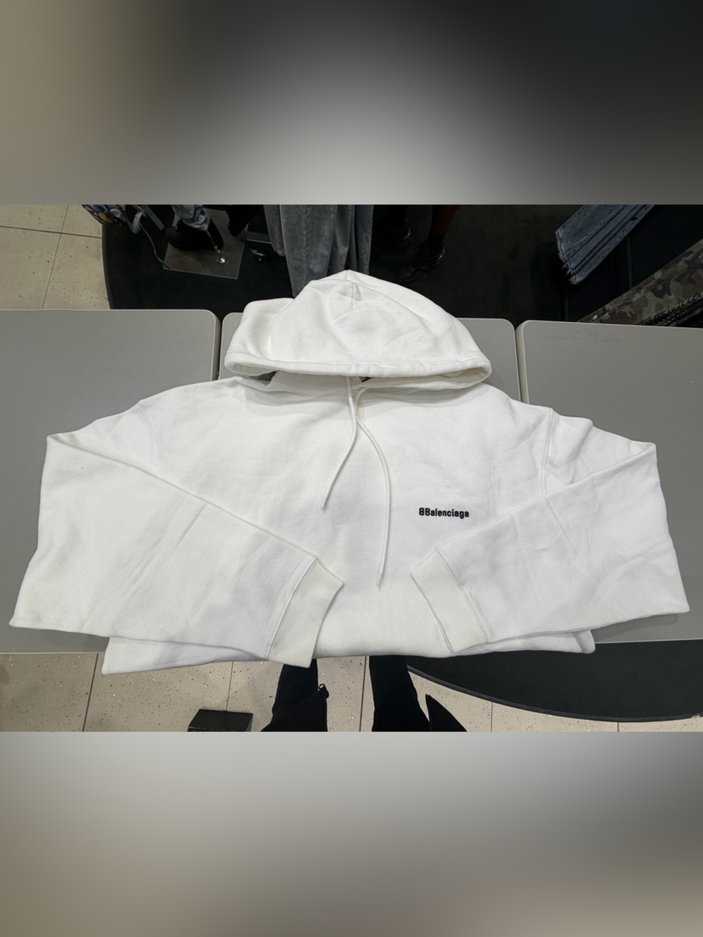 Balenciaga White Hooded Sweatshirt with Branded Tag